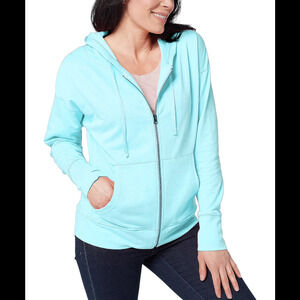 Seed to Style Organic Cotton French Terry Zip-Up Hoodie Aqua - Regular